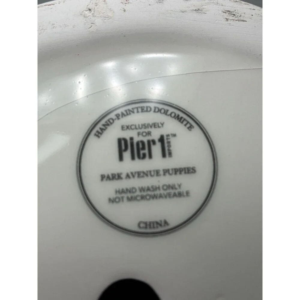 PIER 1 CAKE PLATE STACKED DOGS CHRISTMAS Park Ave. Puppies -Retired